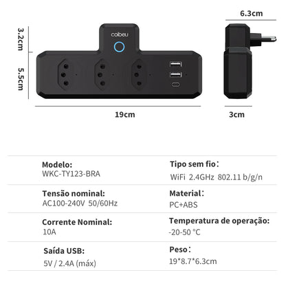 Smart Plug COIBEU | Tomada Inteligente Wi-Fi com App Tuya e Controle por Voz | Bivolt