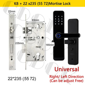 Fechadura Inteligente CDOK K8 Bluetooth com Leitor Biométrico, TTLock, Maçaneta Longa e Controle via App