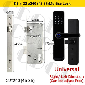 Fechadura Inteligente CDOK K8 Bluetooth com Leitor Biométrico, TTLock, Maçaneta Longa e Controle via App