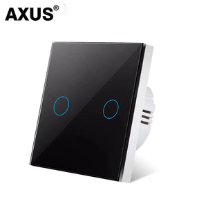 Interruptor de Parede AXUS Touch com LED – Vidro Temperado Crystal, 1 a 3 botões