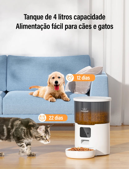 Alimentador Automático Smart 4L para Pets – Wi-Fi com Agendamento e Dispenser de Ração Seca