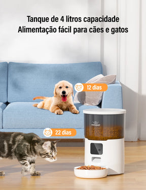 Alimentador Automático Smart 4L para Pets – Wi-Fi com Agendamento e Dispenser de Ração Seca