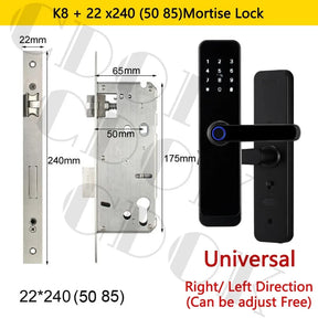 Fechadura Inteligente CDOK K8 Bluetooth com Leitor Biométrico, TTLock, Maçaneta Longa e Controle via App