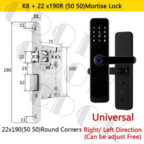 Fechadura Inteligente CDOK K8 Bluetooth com Leitor Biométrico, TTLock, Maçaneta Longa e Controle via App
