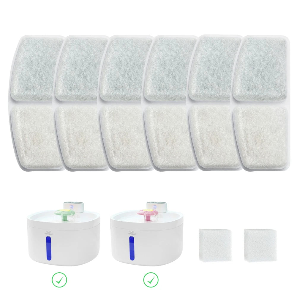 Filtro de Carvão Ativado p/ Fonte de Gato – Purifica a Água, Evita Bactérias e Riscos Renais  Kit 6 Peças + 2 Esponjas
