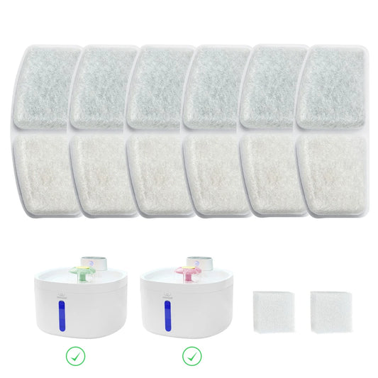 Filtro de Carvão Ativado p/ Fonte de Gato – Purifica a Água, Evita Bactérias e Riscos Renais  Kit 6 Peças + 2 Esponjas