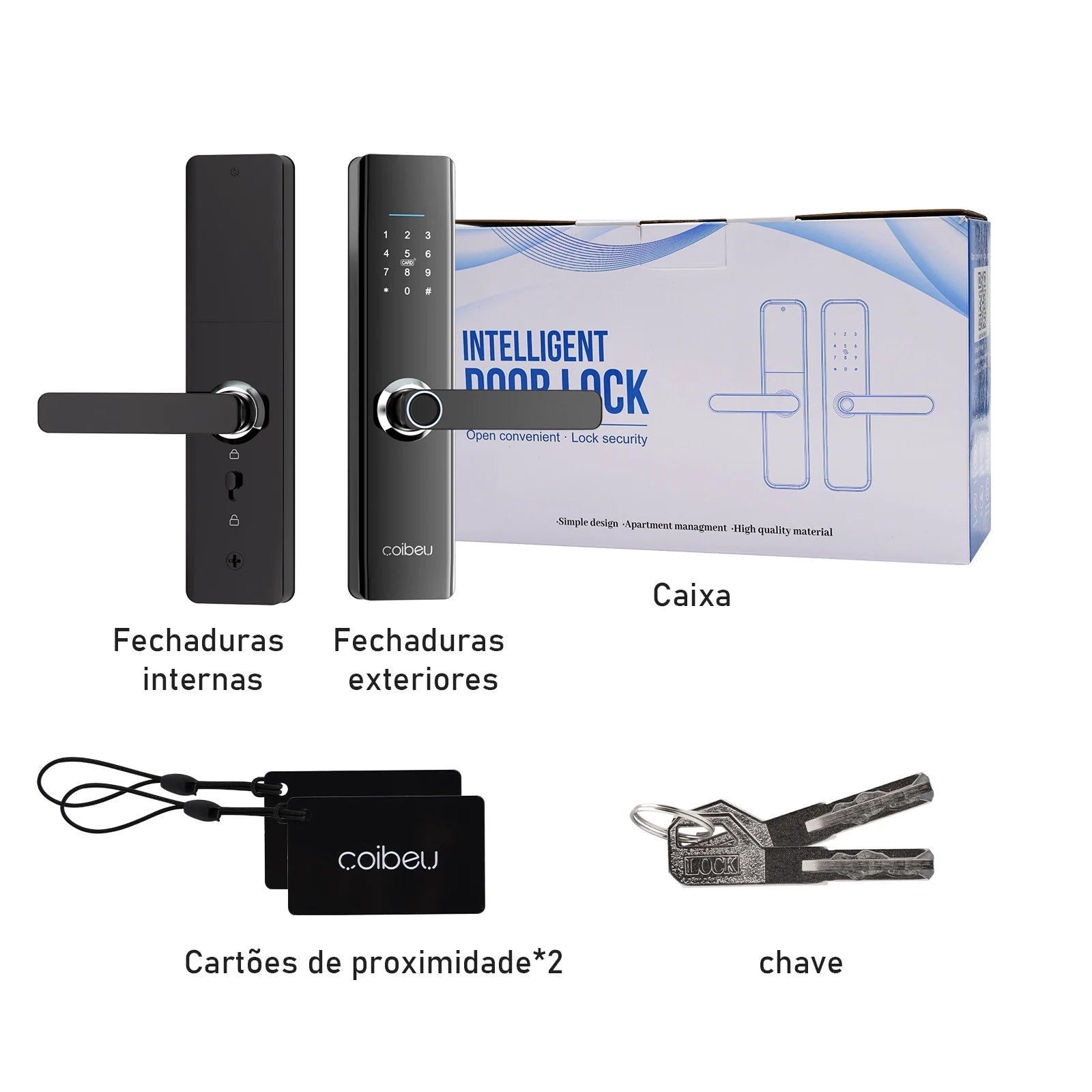 Fechadura Inteligente com Biometria e Senha Coibeu – Desbloqueio Rápido em até 1s, Compatível com App Tuya