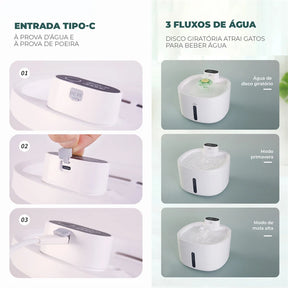Fonte Bebedouro Automático para Gatos e Cães – 2,5L, Silenciosa, Sensor Inteligente.