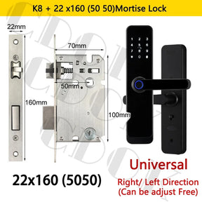 Fechadura Inteligente CDOK K8 Bluetooth com Leitor Biométrico, TTLock, Maçaneta Longa e Controle via App