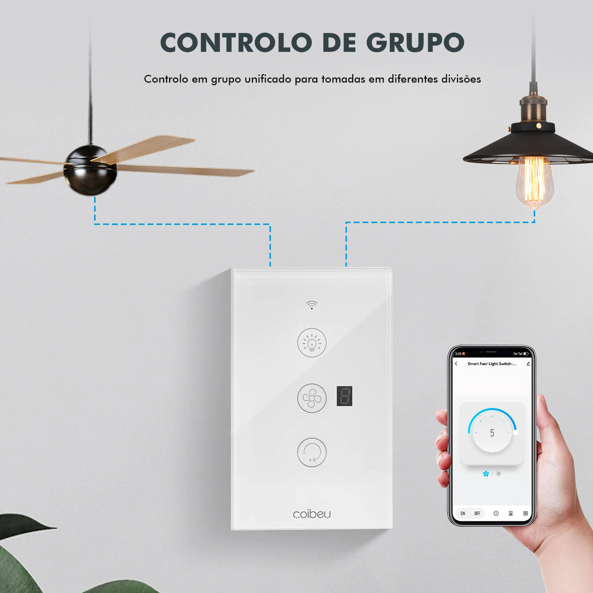 Interruptor Inteligente Wi-Fi para Ventilador – Touch e Tomada Smart Tuya