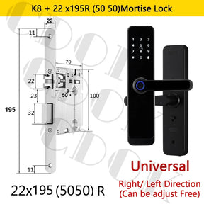 Fechadura Inteligente CDOK K8 Bluetooth com Leitor Biométrico, TTLock, Maçaneta Longa e Controle via App