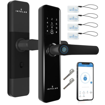 Fechadura Inteligente Tuya IP65 para Porta de Madeira | Biometria, Senha, Cartão e App| Wi-fi