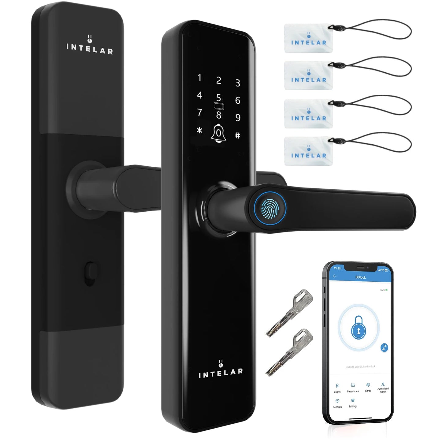 Fechadura Inteligente com Biometria, Senha, Cartão e App À Prova d’Água Bateria 6V Compatível com Tuya Smart