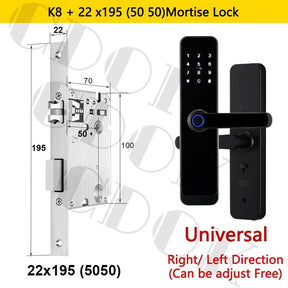 Fechadura Inteligente CDOK K8 Bluetooth com Leitor Biométrico, TTLock, Maçaneta Longa e Controle via App