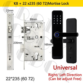 Fechadura Inteligente CDOK K8 Bluetooth com Leitor Biométrico, TTLock, Maçaneta Longa e Controle via App