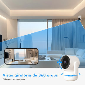 Câmera de Segurança Wi-Fi Inteligente – Mini Câmera Sem Fio com Visão Noturna, Detecção de Movimento e Monitoramento via App