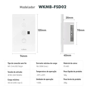Interruptor Inteligente Wi-Fi para Ventilador – Touch e Tomada Smart Tuya