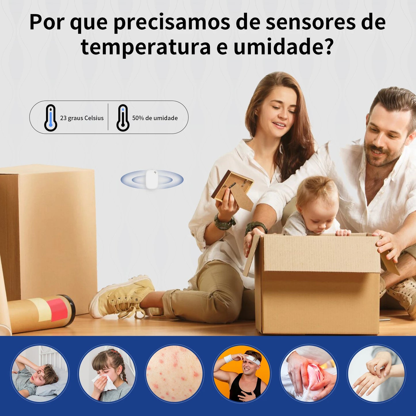 Sensor Inteligente Zigbee Monitora Temperatura e Umidade em Tempo Real Evite Mofo Ar Seco e Desconforto
