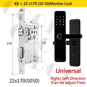 Fechadura Inteligente CDOK K8 Bluetooth com Leitor Biométrico, TTLock, Maçaneta Longa e Controle via App