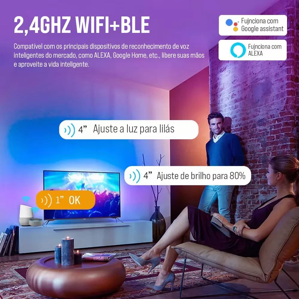 Luminária de Teto LED Smart Wi-Fi RGBCW – Redonda, Dimerizável, TUYA, Alexa e Google