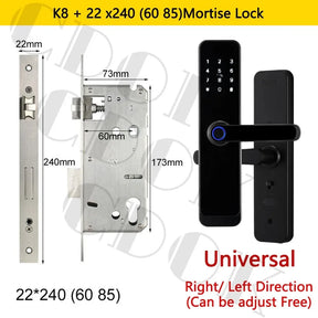 Fechadura Inteligente CDOK K8 Bluetooth com Leitor Biométrico, TTLock, Maçaneta Longa e Controle via App