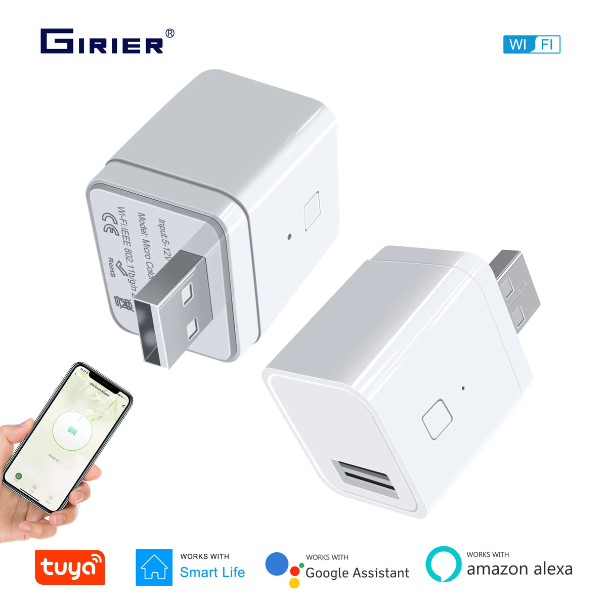 Adaptador USB Smart 5V Wi-Fi – Controle Tuya por Voz com Alexa e Google