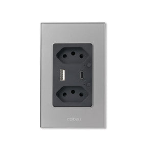 Interruptor Touch Smart Wi-Fi com Tomada USB – Compatível com Alexa, Google e Tuya