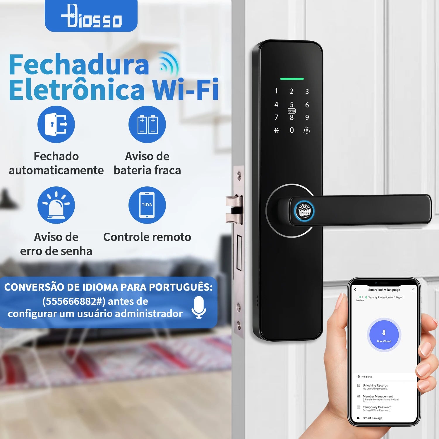 Fechadura Digital Tuya Brasil – Smart Lock Wi-Fi com Biometria
