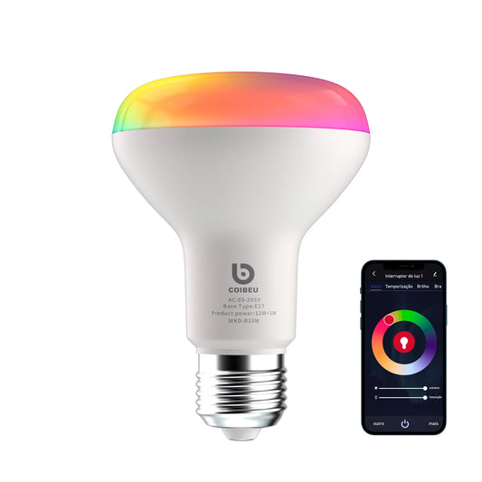 Lâmpada inteligente Smart Wi-Fi RGB E27 COIBEU 15W | Controle por App, Alexa e Google | Frete Grátis
