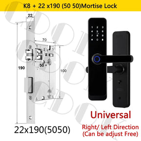 Fechadura Inteligente CDOK K8 Bluetooth com Leitor Biométrico, TTLock, Maçaneta Longa e Controle via App
