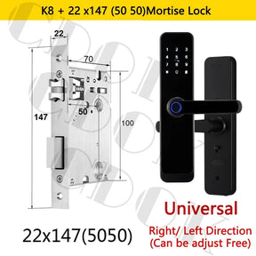 Fechadura Inteligente CDOK K8 Bluetooth com Leitor Biométrico, TTLock, Maçaneta Longa e Controle via App