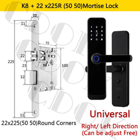 Fechadura Inteligente CDOK K8 Bluetooth com Leitor Biométrico, TTLock, Maçaneta Longa e Controle via App