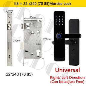 Fechadura Inteligente CDOK K8 Bluetooth com Leitor Biométrico, TTLock, Maçaneta Longa e Controle via App