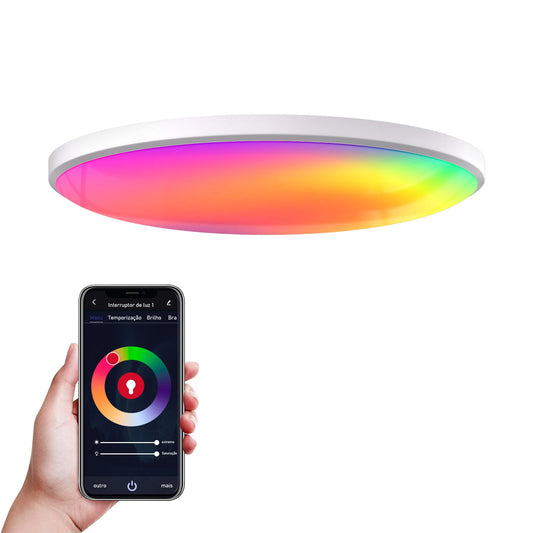 Luminária de Teto Smart COIBEU RGB 24W | Controle por App, Voz ou Manual | Frete Grátis
