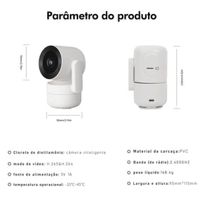 Câmera de Segurança Wi-Fi Inteligente – Mini Câmera Sem Fio com Visão Noturna, Detecção de Movimento e Monitoramento via App