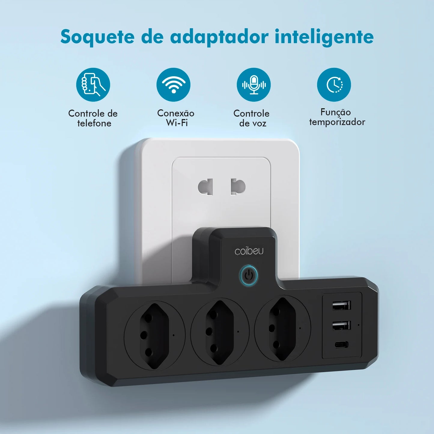 Smart Plug COIBEU | Tomada Inteligente Wi-Fi com App Tuya e Controle por Voz | Bivolt