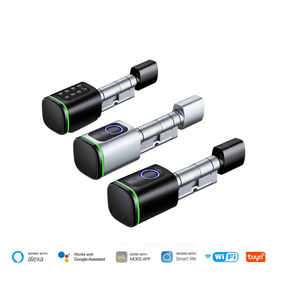 Cilindro de Fechadura Inteligente Tuya BLE com Biometria e Senha – Sem Chave, Suporte M1, Gateway Tuya, Chave Mecânica e Alimentação de Emergência por USB