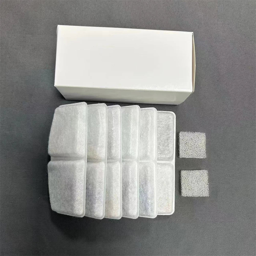 Filtro de Carvão Ativado p/ Fonte de Gato – Purifica a Água, Evita Bactérias e Riscos Renais  Kit 6 Peças + 2 Esponjas