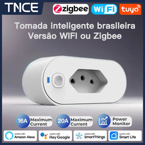 Adaptador Smart TNCE Tuya 16A/20A – Tomada Inteligente com App, Voz, Zigbee ou Wi-Fi