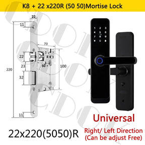 Fechadura Inteligente CDOK K8 Bluetooth com Leitor Biométrico, TTLock, Maçaneta Longa e Controle via App