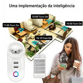 Tomada Inteligente Wi-Fi 16A Tuya – Controle por Voz com Alexa e Google