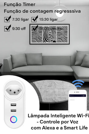 Tomada Inteligente Wi-Fi 16A Tuya – Controle por Voz com Alexa e Google