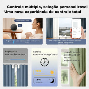 Robô de Cortina Inteligente Tuya Wi-Fi – Controle por App e Voz (Alexa, Google, Siri)